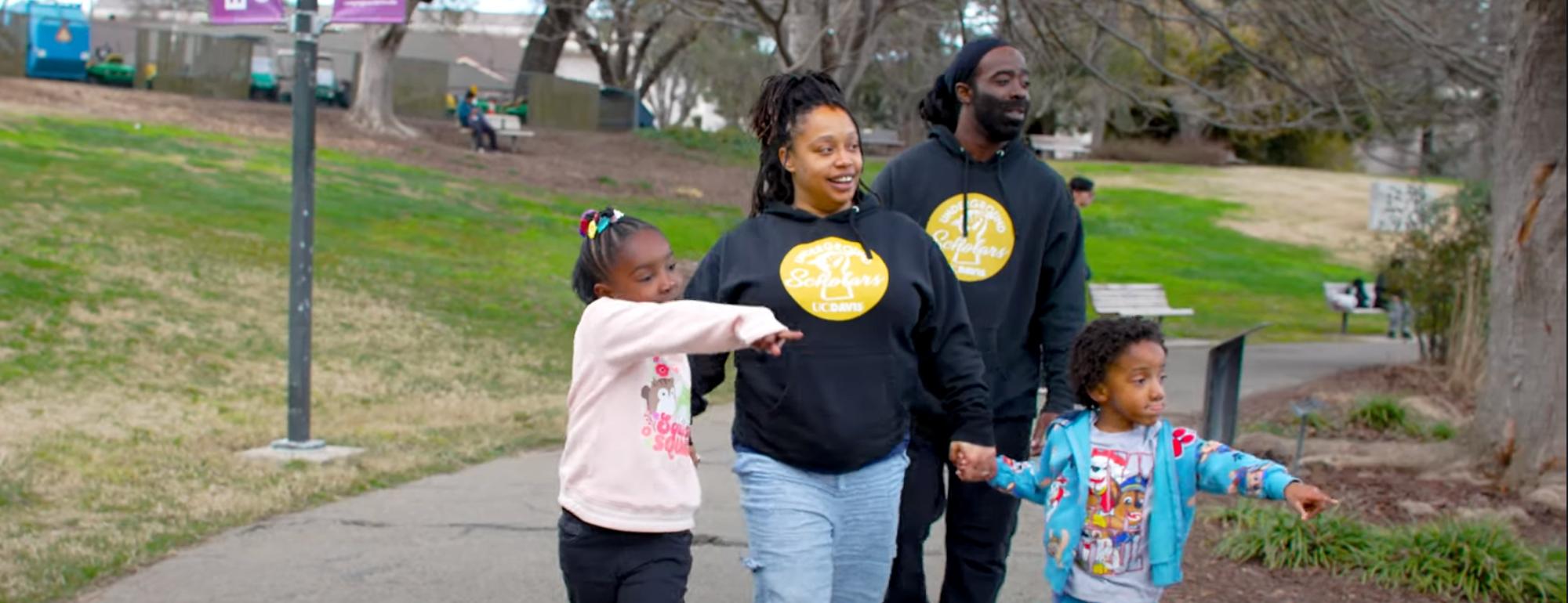 Student parent and her family at the Arboretum