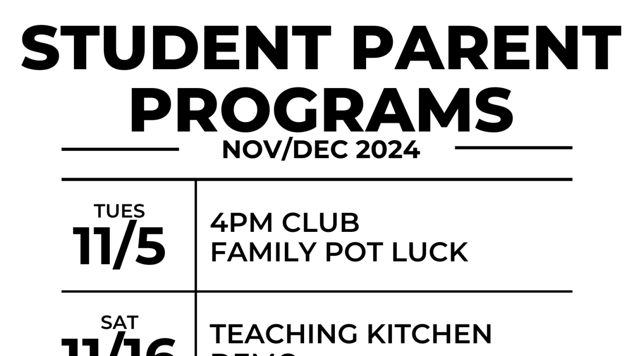 Student Parent Events November/December 2024